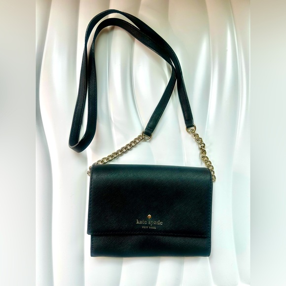 kate spade Handbags - AUTHENTIC Kate Spade Black and Gold Crossbody Bag